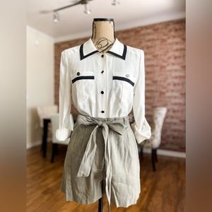 Antonio Melani Amee Linen Blend High Rise Shorts Olive Green Size 4